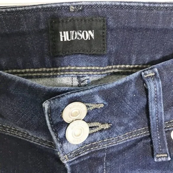HUDSON Womens Blue Double Button Closure Collin Skinny Crop Jeans Size 26 - Picture 6 of 11